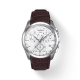 Tissot Couturier Chronograph White Dial Brown Leather Strap Watch For Men - T035.617.16.031.00