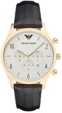 Emporio Armani Classic Chronograph White Dial Black Leather Strap Watch For Men - AR1892