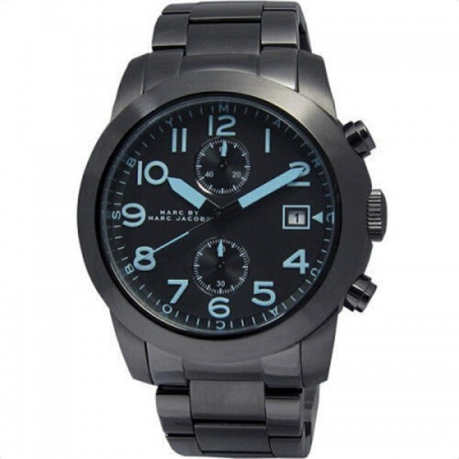 Marc Jacobs Larry Chronograph Black Dial Gunmetal Grey Steel Strap Watch for Men - MBM5031