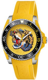 Gucci Dive Tiger Yellow Dial Yellow Rubber Strap Watch For Men - YA136317