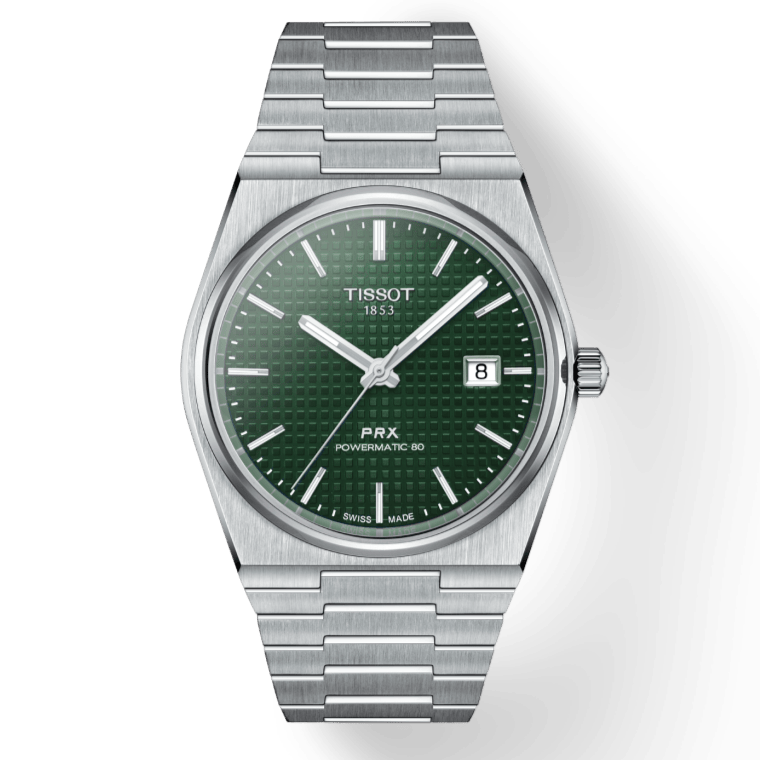 Tissot PRX Powermatic 80 Green Dial Silver Steel Strap Watch For Men - T137.407.11.091.00