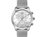 Tissot PR 100 Chronograph White Dial Silver Mesh Bracelet Watch For Men - T101.417.11.031.02