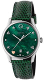 Gucci G-Timeless Mother of Pearl Green Dial Green Leather Strap Watch For Women - YA1264042