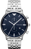 Emporio Armani Gianni Chronograph Blue Dial Silver Steel Strap Watch For Men - AR80013