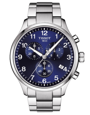 Tissot T Sport Chrono XL Classic Blue Dial Silver Steel Strap Watch For Men - T116.617.11.047.01