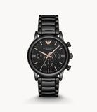 Emporio Armani Luigi Ceramic Chronograph Black Dial Black Strap Watch For Men - AR1509