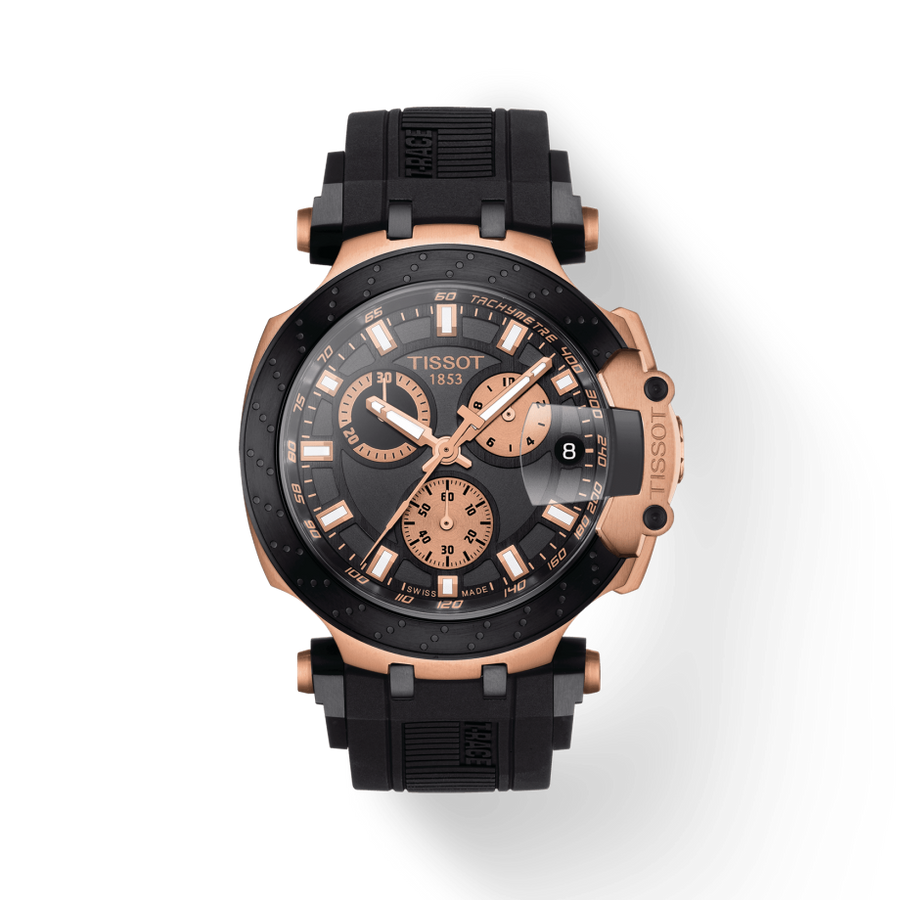 Tissot T Race Chronograph Black Dial Black Silicone Strap Watch For Men - T115.417.37.051.00