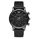 Emporio Armani Luigi Chronograph Black Dial Black Leather Strap Watch For Men - AR1737