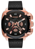 Diesel BAMF Chronograph Black Dial Black Leather Strap Watch For Men - DZ7346