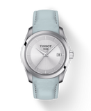 Tissot T Classic Couturier Silver Dial Light Blue Leather Strap Watch For Women - T035.210.16.031.02