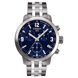 Tissot PRC 200 Chronograph Blue Dial Silver Steel Strap Watch For Men - T055.417.11.047.00