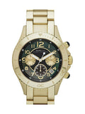 Marc Jacobs Rock Black Dial Gold Stainless Steel Strap Watch for Women - MBM3253