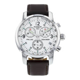 Tissot T Race PRC 200 Chronograph White Dial Brown Leather Strap Watch for Men -  T17.1.516.32