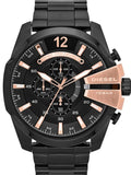 Diesel Mega Chief Black Dial Black Steel Strap Watch For Men - DZ4309