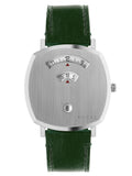 Gucci Grip Silver Dial Green Leather Strap Unisex Watch - YA157412