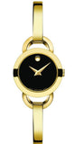 Movado Rondiro 22mm Black Dial Yellow Gold Steel Strap Watch For Women - 0606888