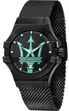 Maserati Potenza Aqua Edition Black Dial Black Mesh Strap Watch For Men - R8853144002