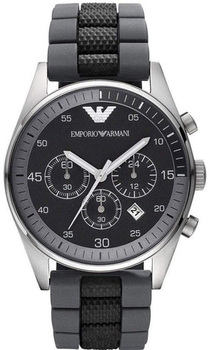 Emporio Armani Sportivo Black Dial Two Tone Ceramic Bracelet Watch For Men - AR5866