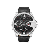 Diesel Uber Chief Oversized 4 Time Black Dial Leather Strap Watch For Men - DZ7376