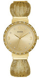 Guess Chiffon Gold Dial Gold Mesh Bracelet Watch For Women - W1083L2