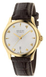 Gucci G Timeless Silver Dial Brown Leather Strap Watch for Men - YA126470