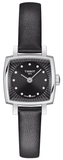 Tissot Lovely Square Quartz Diamonds Black Dial Black Leather Strap Watch For Women - T058.109.16.056.00