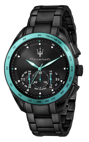 Maserati Traguardo Aqua Edition Black Dial Black Steel Strap Watch For Men - R8873644002