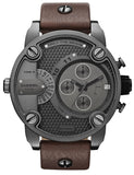 Diesel Little Daddy SBA Small Sized Grey Dial Brown Leather Strap Watch For Men - DZ7258