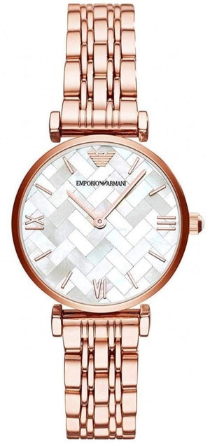 Emporio Armani Mother of Pearl Dial Rose Gold Steel Strap Watch For Women - AR11110