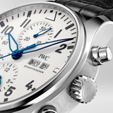 IWC Pilot’s Watch Chronograph Edition “150 Years” White Dial Black Leather Strap Watch for Men - IW377725