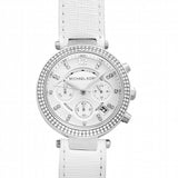 Michael Kors Parker White Dial White Leather Strap Watch for Women - MK2277