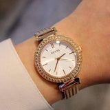 Guess Monroe Silver Dial Rose Gold Steel Strap Watch For Women - W1152L3