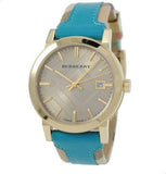 Burberry The City Gold Dial Blue Leather Strap Watch for Women - BU9018