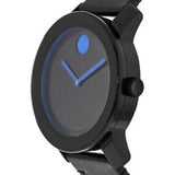 Movado Bold TR90 Black Dial Black Leather Strap Watch For Men - 3600307