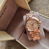 Burberry The City Rose Gold Dial Rose Gold Steel Strap Watch for Women - BU9146