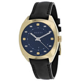 Gucci GG2570 Quartz Black Dial Black Leather Strap Watch For Women - YA142408