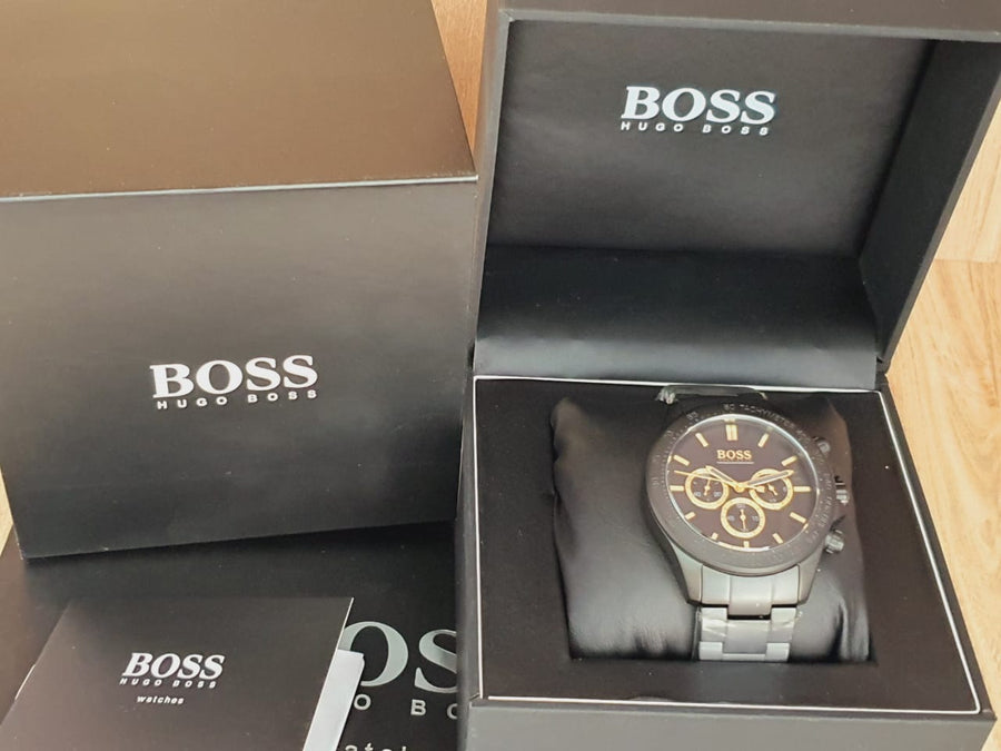 Hugo Boss Ikon Black Dial Black Steel Strap Watch for Men - 1513278