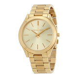 Michael Kors Slim Runway Gold Dial Gold Stainless Steel Strap Watch for Women - MK3179