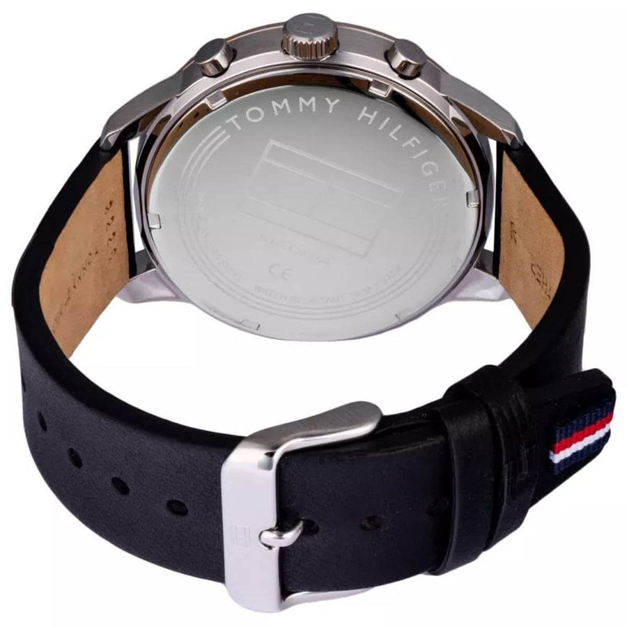 Tommy Hilfiger Lexor Silver Dial Black Leather Strap Watch For Men - 1791489