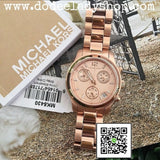 Michael Kors Runway Chronograph Rose Gold Dial Rose Gold Steel Strap Watch for Women - MK5430