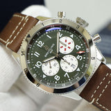 Breitling Super Avi B04 Chronograph GMT 46 Curtiss Warhawk Green Dial Brown Leather Strap Watch for Men - AB04452A1L1X1