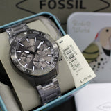 Fossil Bannon Multifunction Chronograph Grey Dial Grey Steel Strap Watch for Men - BQ2491