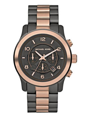 Michael Kors Runway Chronograph Grey Dial Two Tone Steel Strap Unisex Watch - MK8189