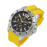 Tommy Hilfiger Sports Multifunction Black Dial Yellow Rubber Strap Watch for Men - 1791144