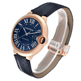 Cartier Ballon Bleu De Cartier Blue Dial Blue Leather Strap Watch for Men - WGBB0036