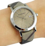 Burberry The City Nova Beige Dial Grey Leather Strap Watch for Women - BU9023