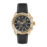 Versace Casual Chronograph Black Dial Black Leather Strap Watch for Men - VERG003-18