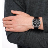 Hugo Boss Ambassador Chronograph Quartz Black Dial Black Leather Strap Watch For Men - HB1513194