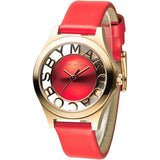 Marc Jacobs Henry Skeleton Red Dial Red Leather Strap Watch for Women - MBM1338