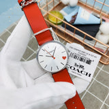 Coach Perry Silver Dial Red Leather Strap Watch for Women - 14503515